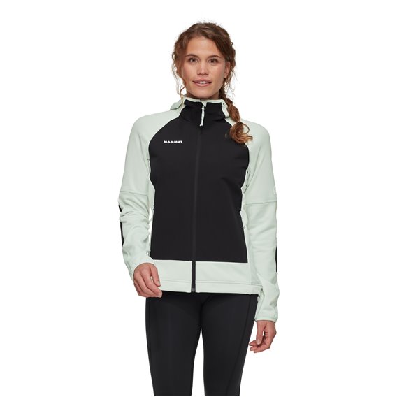 Mammut Massone ML Hooded Jacket Damen Midlayer silver sage-black hier im Mammut-Shop günstig online bestellen